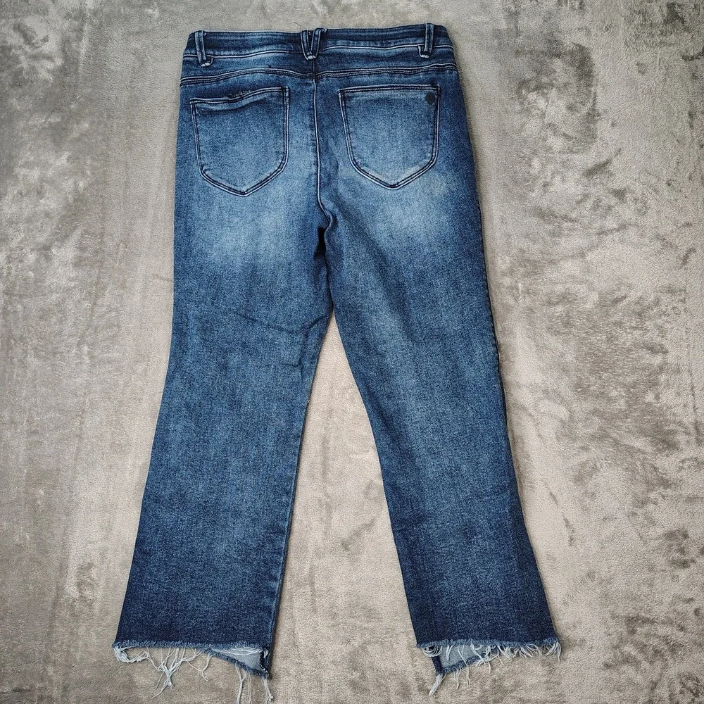 Democracy Jeans Womens 10 Blue Flare Leg AB Solution Medium Wash Stretch Denim‎